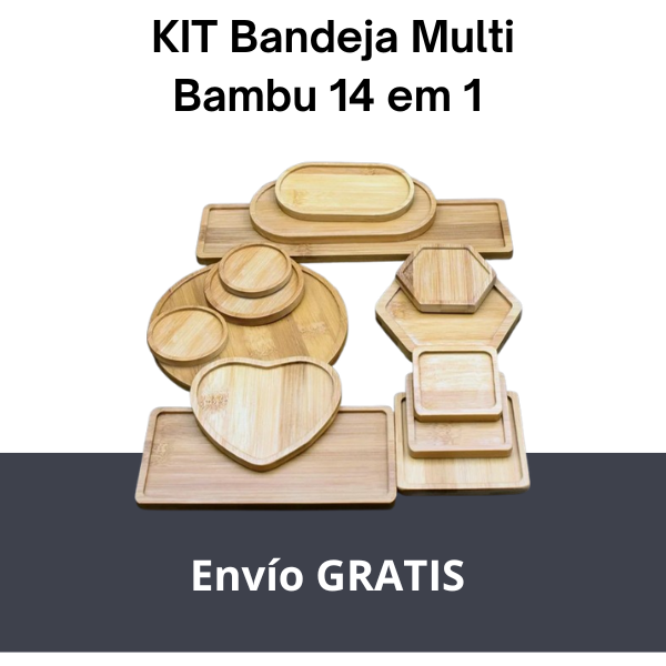 KIT Bandeja Multi Bambú 14 en 1